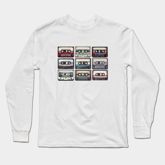 Old Cassettes Long Sleeve T-Shirt by sapphire seaside studio